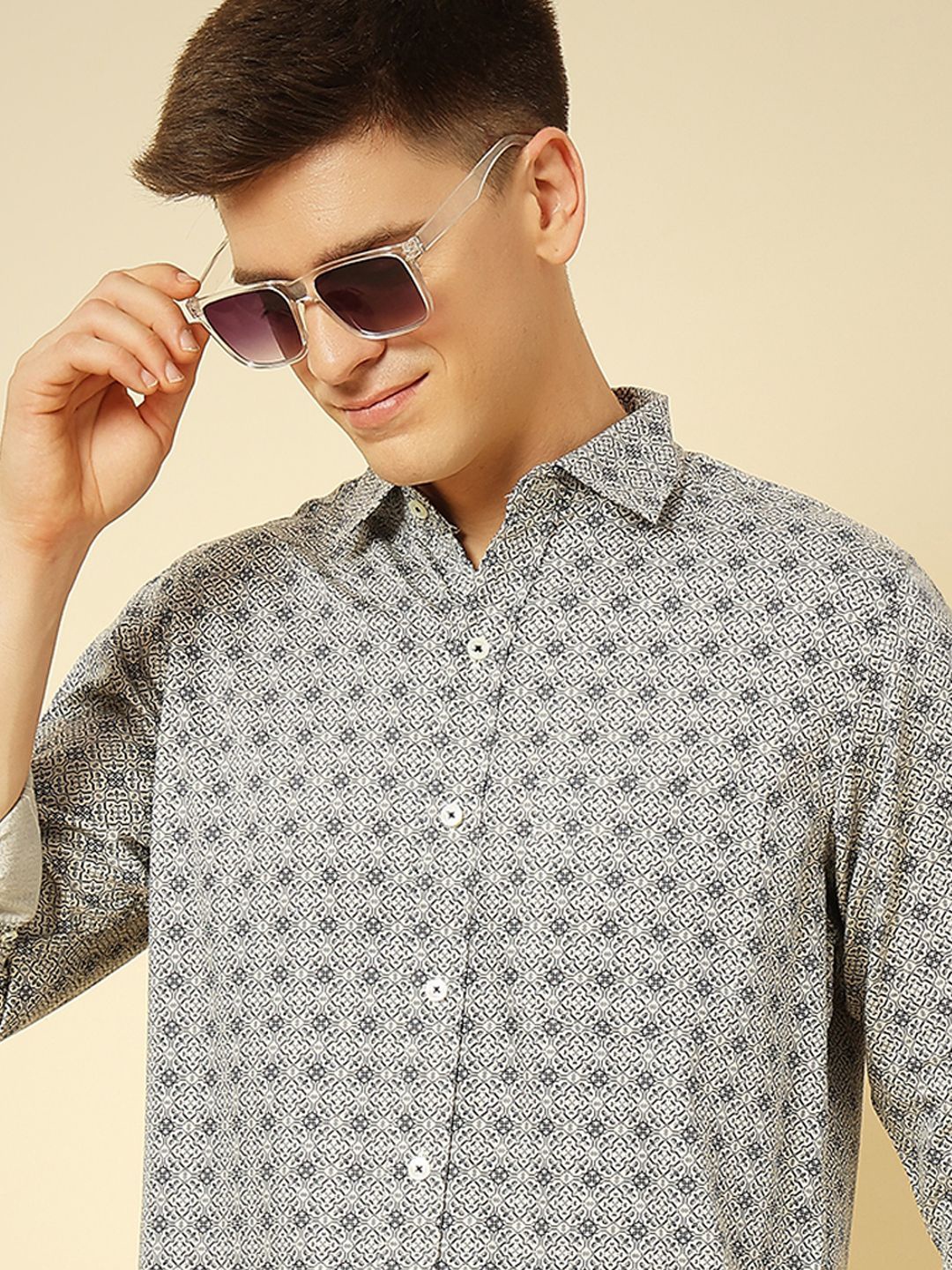 

ENSPYR Men Opaque Printed Casual Shirt, Black