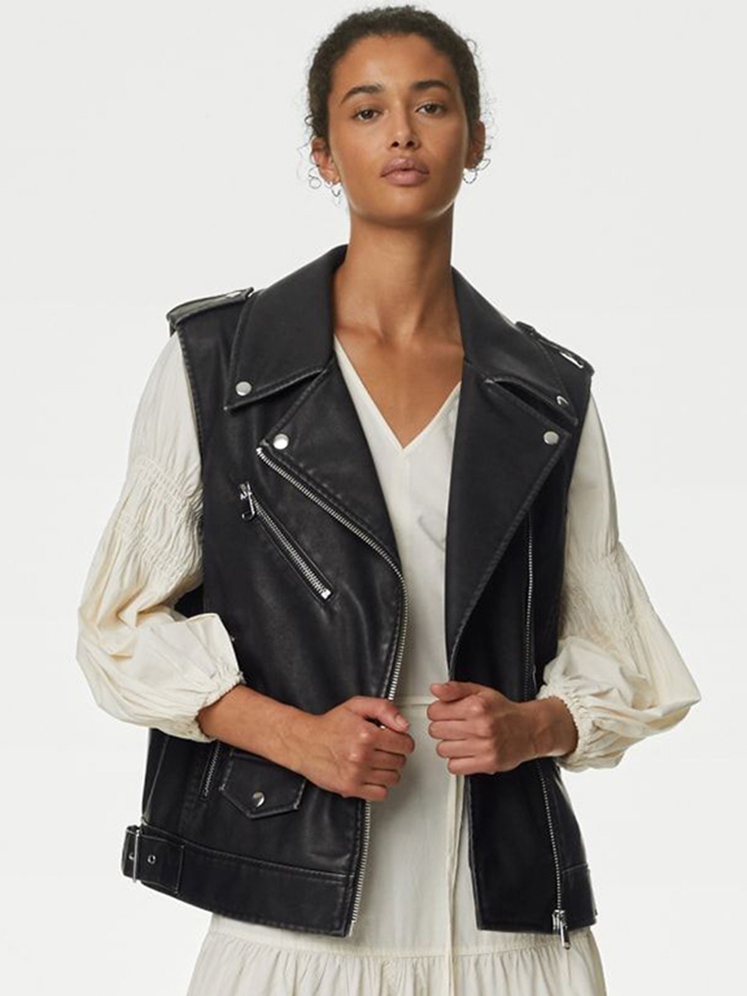 

Marks & Spencer Women Synthetic Fashion Jacket, Black