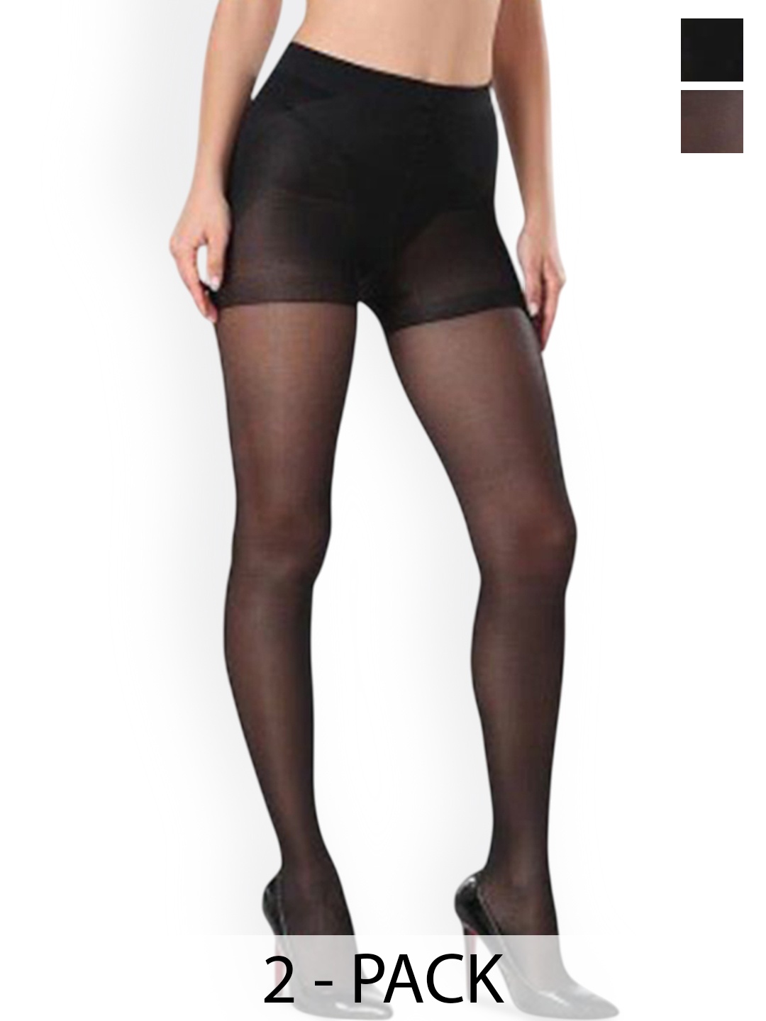

Xivir Pack Of 2 Thigh-High Sheered Stockings, Black