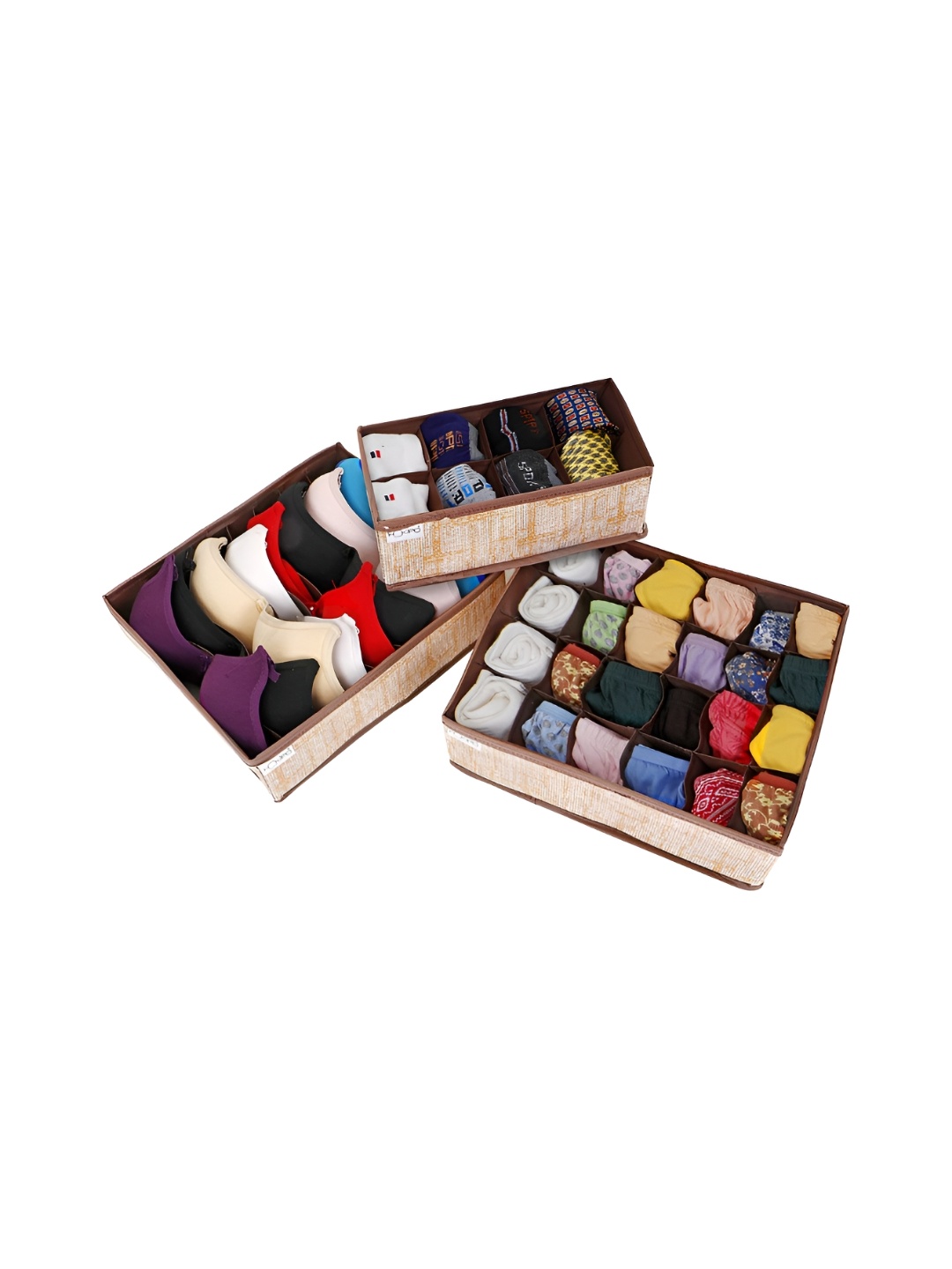 

HOKIPO Brown & White 3 Pieces Multi-Utility Organisers