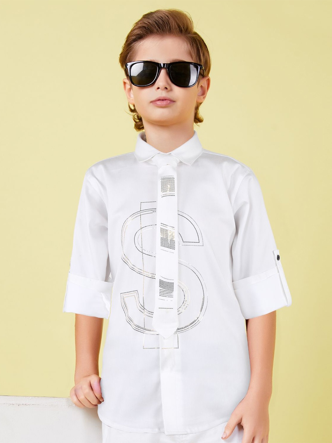 

MashUp Boys Classic Opaque Casual Shirt, White