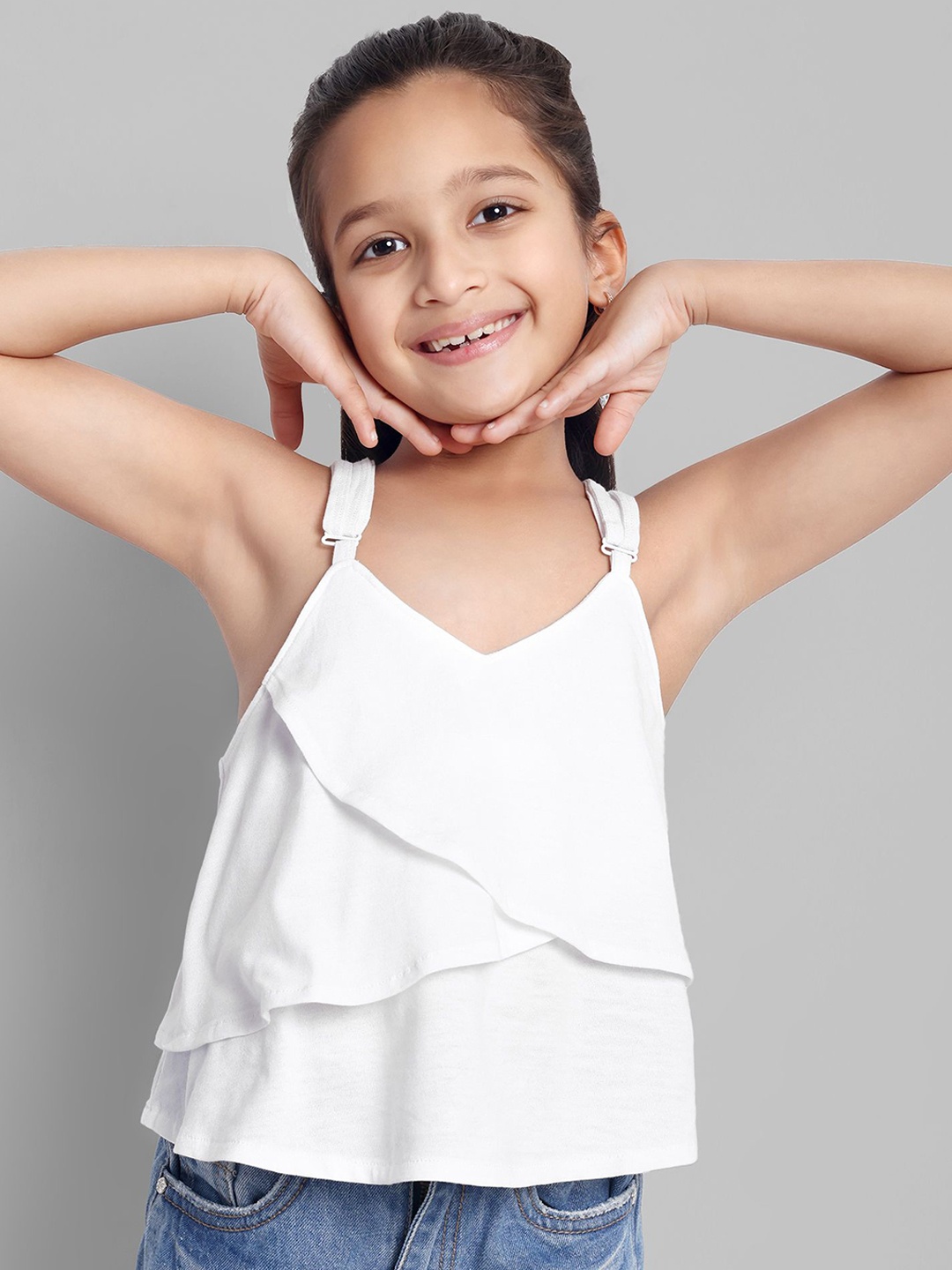 

ONE SKY Girls Shoulder Straps Regular Top, White