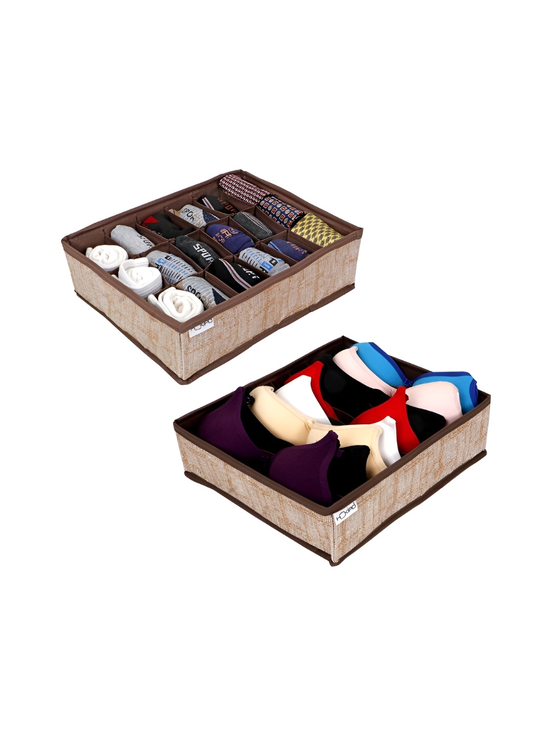

HOKIPO Brown & White 2 Pieces Multi-Utility Organisers