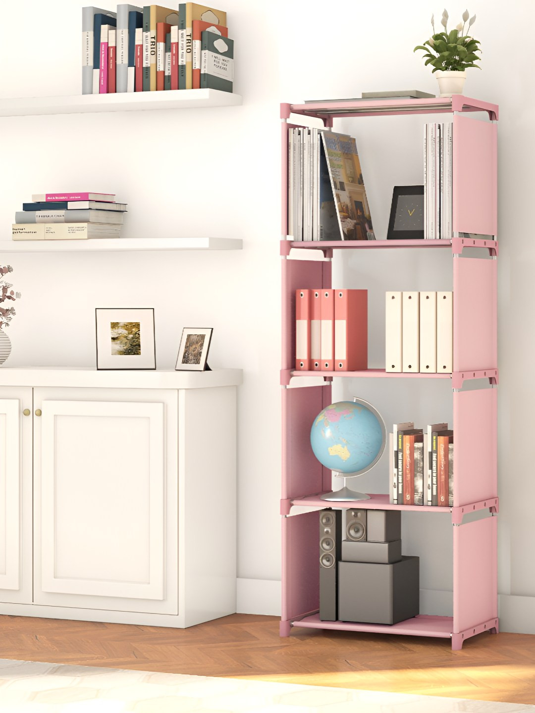 

Decent Hut Pink 5 Shelves Books Storage Organizer