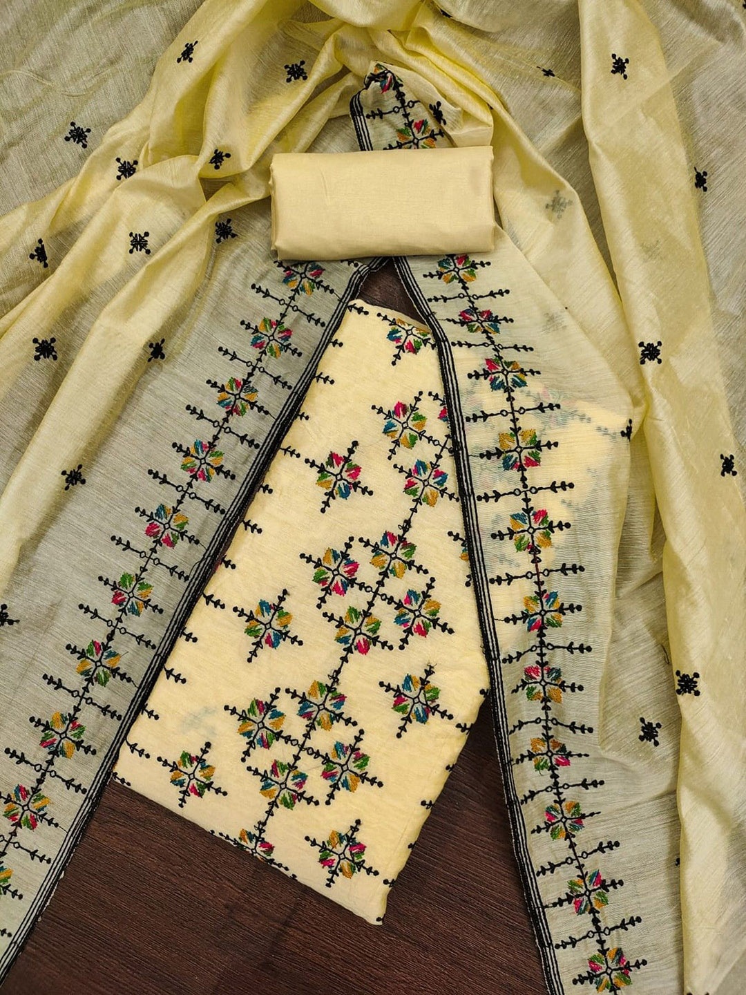 

ZEEPKART Unstitched Dress Material, Yellow