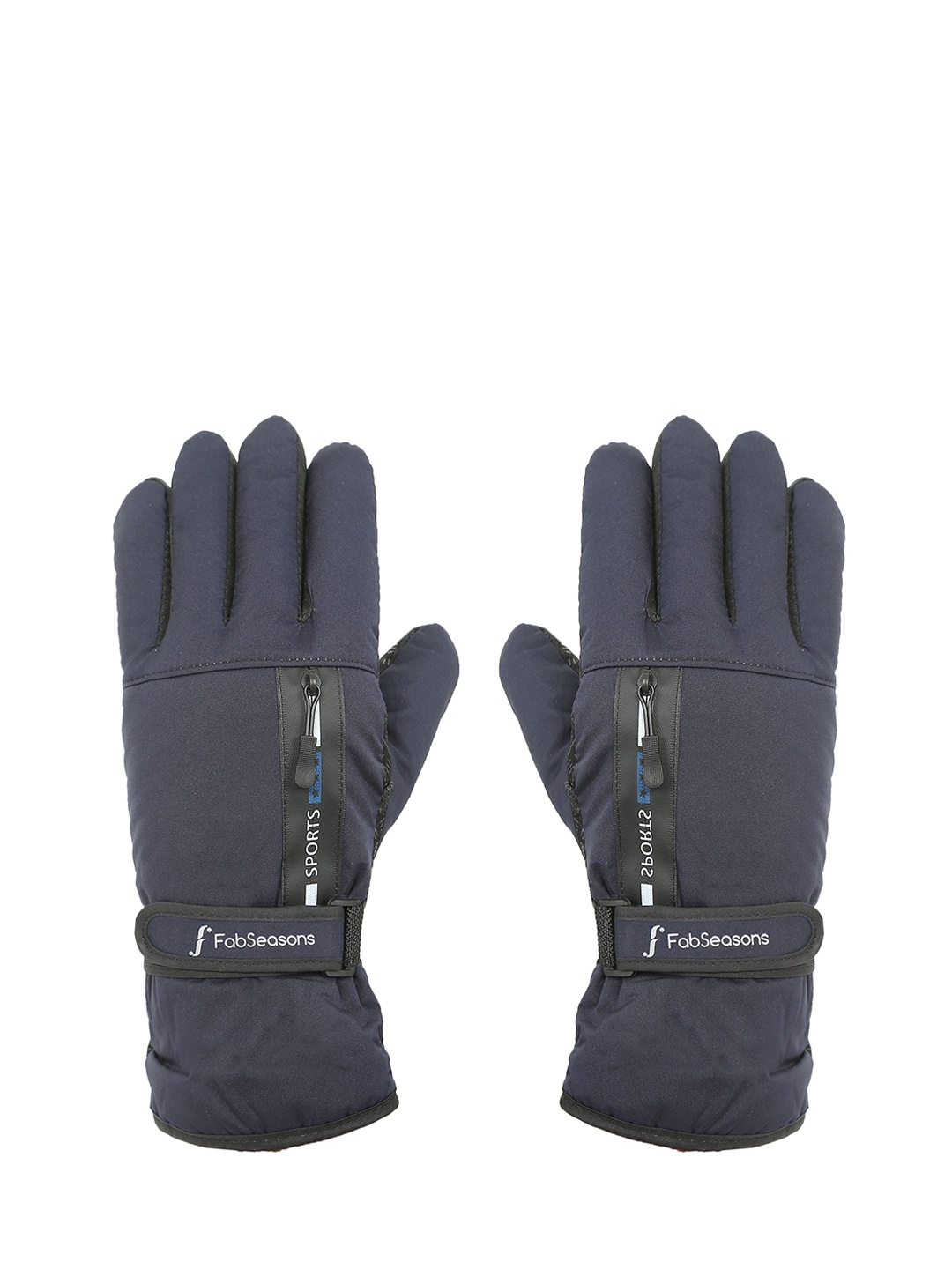 

FabSeasons Unisex Winter Printed Gloves, Navy blue