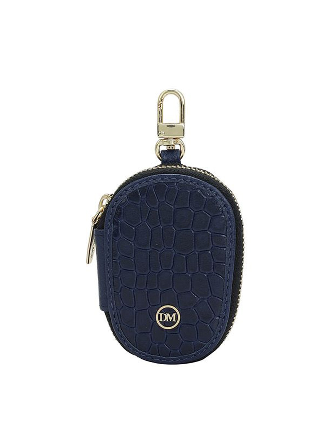 

Da Milano Leather Textured Key Chain, Blue