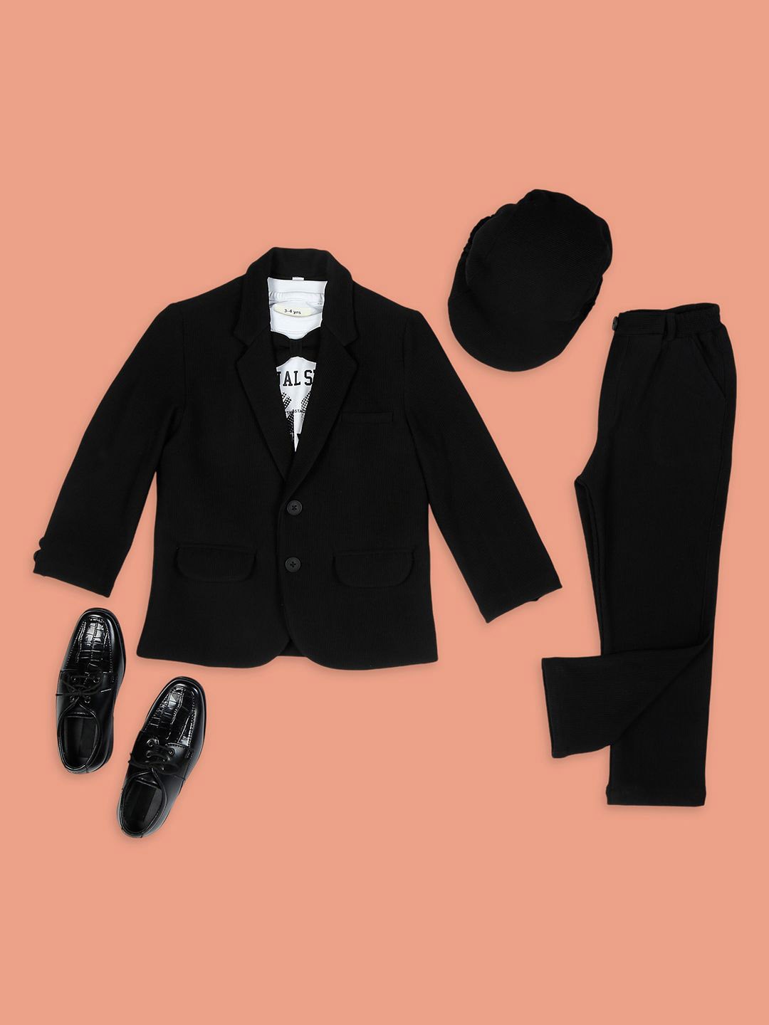 

YK Boys Single Breasted Four Piece Suits, Black
