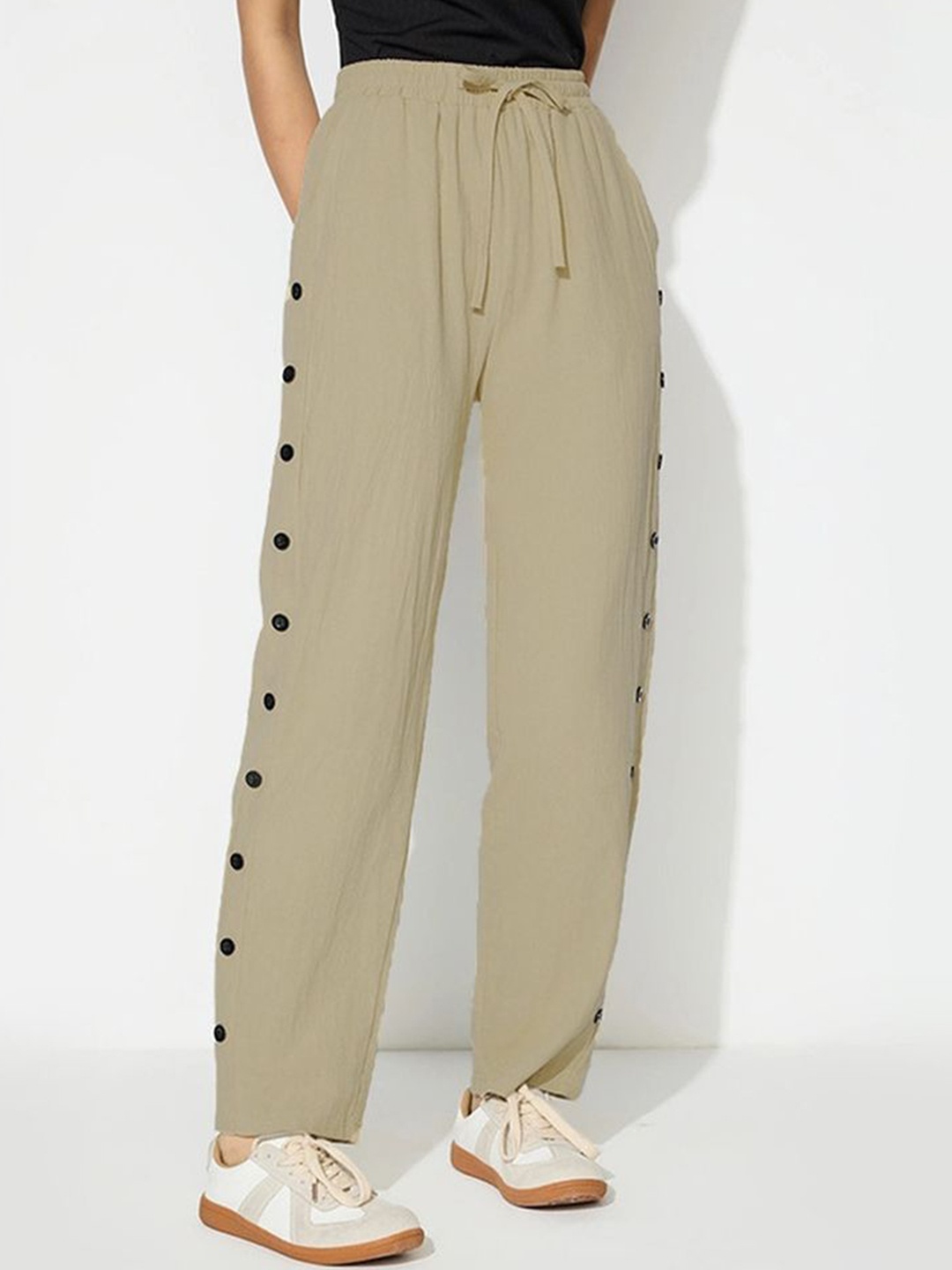 

LULU & SKY Women Straight Fit High-Rise Trousers, Camel brown