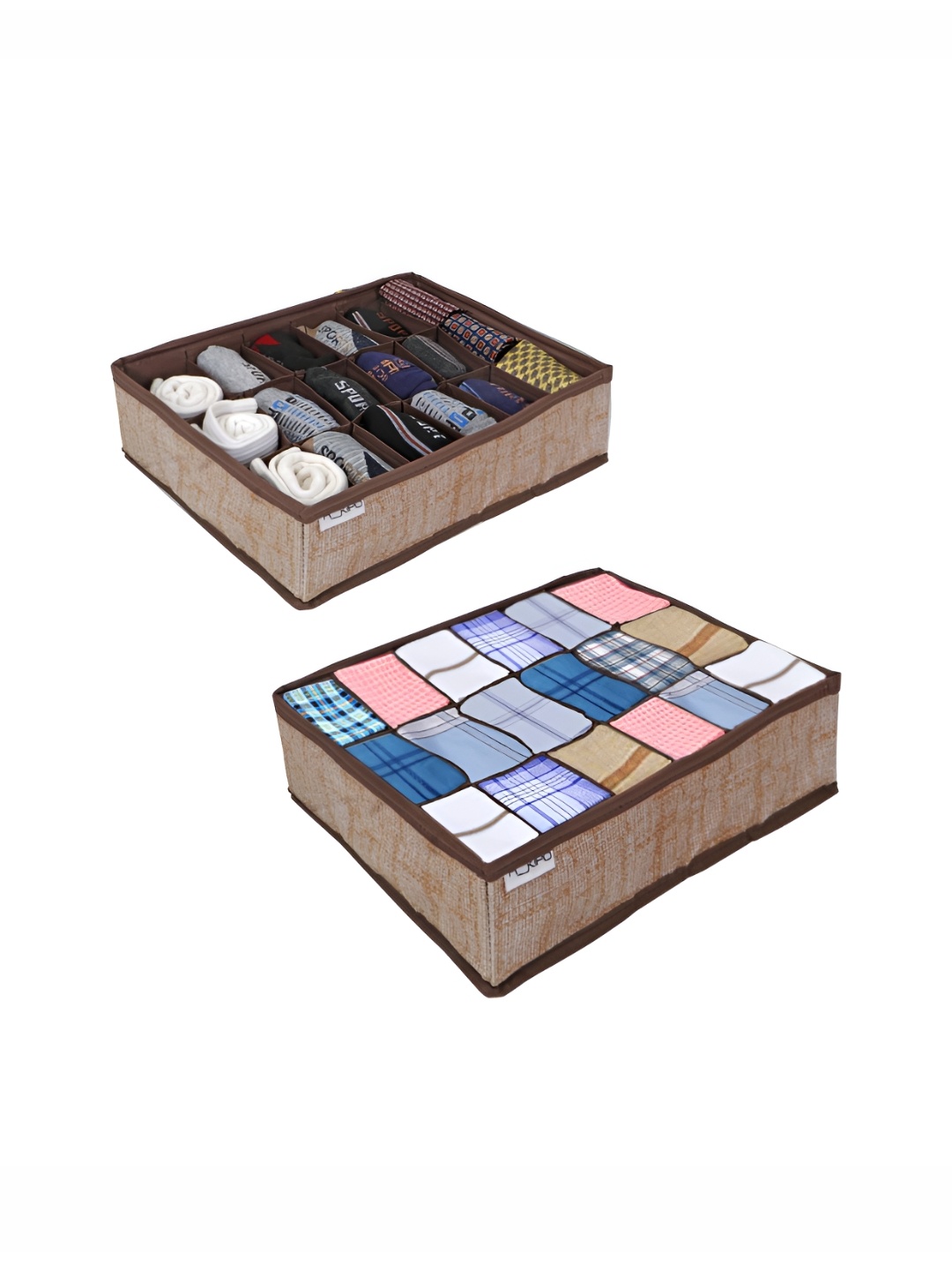 

HOKIPO Brown & White 2 Pieces Multi-Utility Organisers