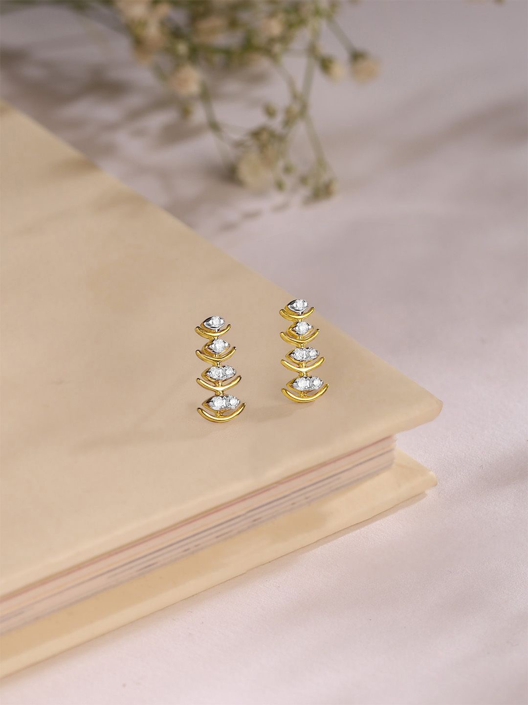

Mia by Tanishq Women 14KT Sparkling Ladder Gold & Diamond Stud Earrings - 1.77 gm, Yellow