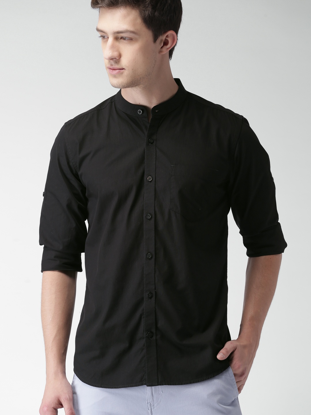 

Highlander Black Slim Fit Casual Shirt