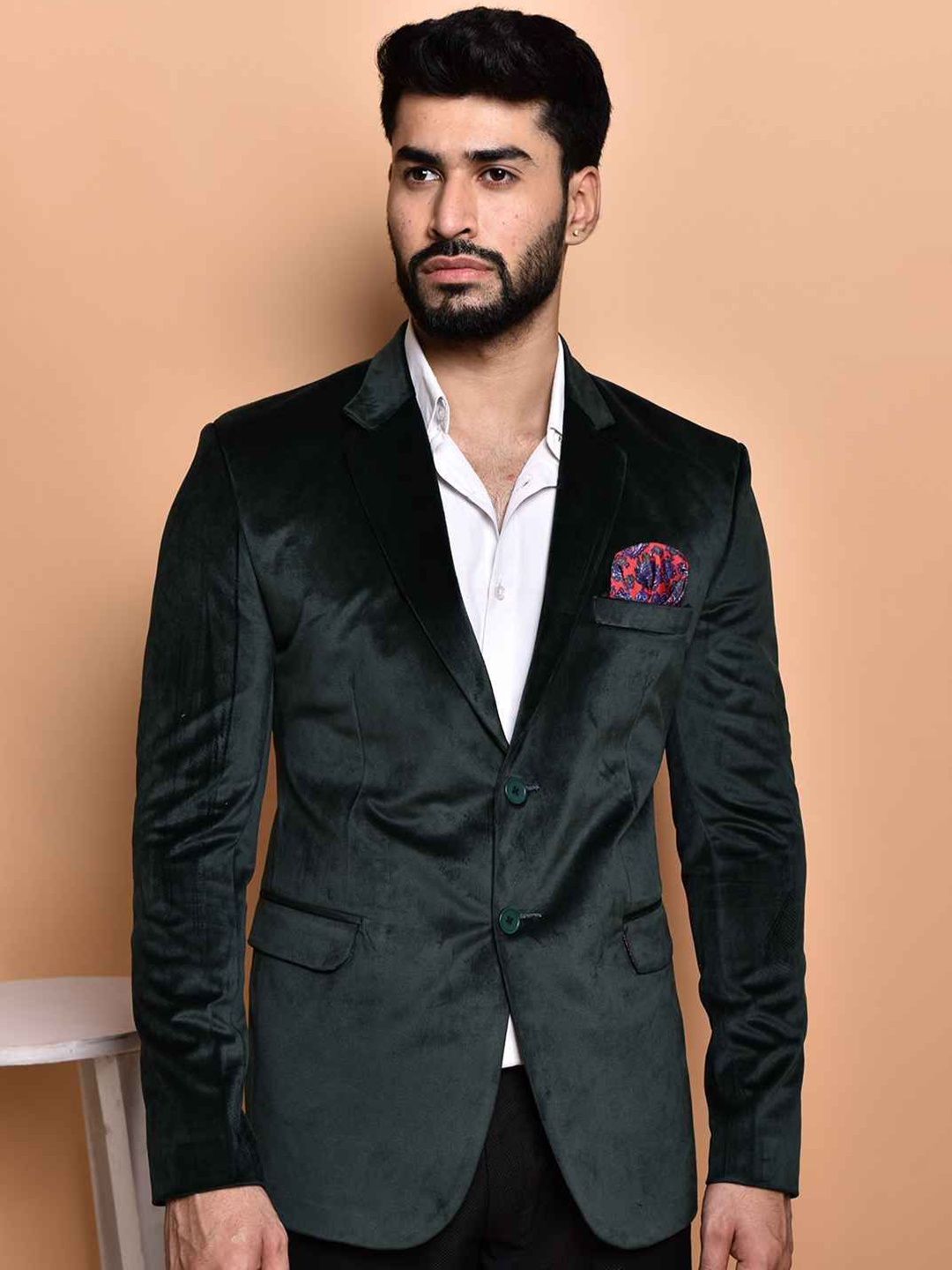 

PRINTINDIA Single Breasted Formal Blazer, Green
