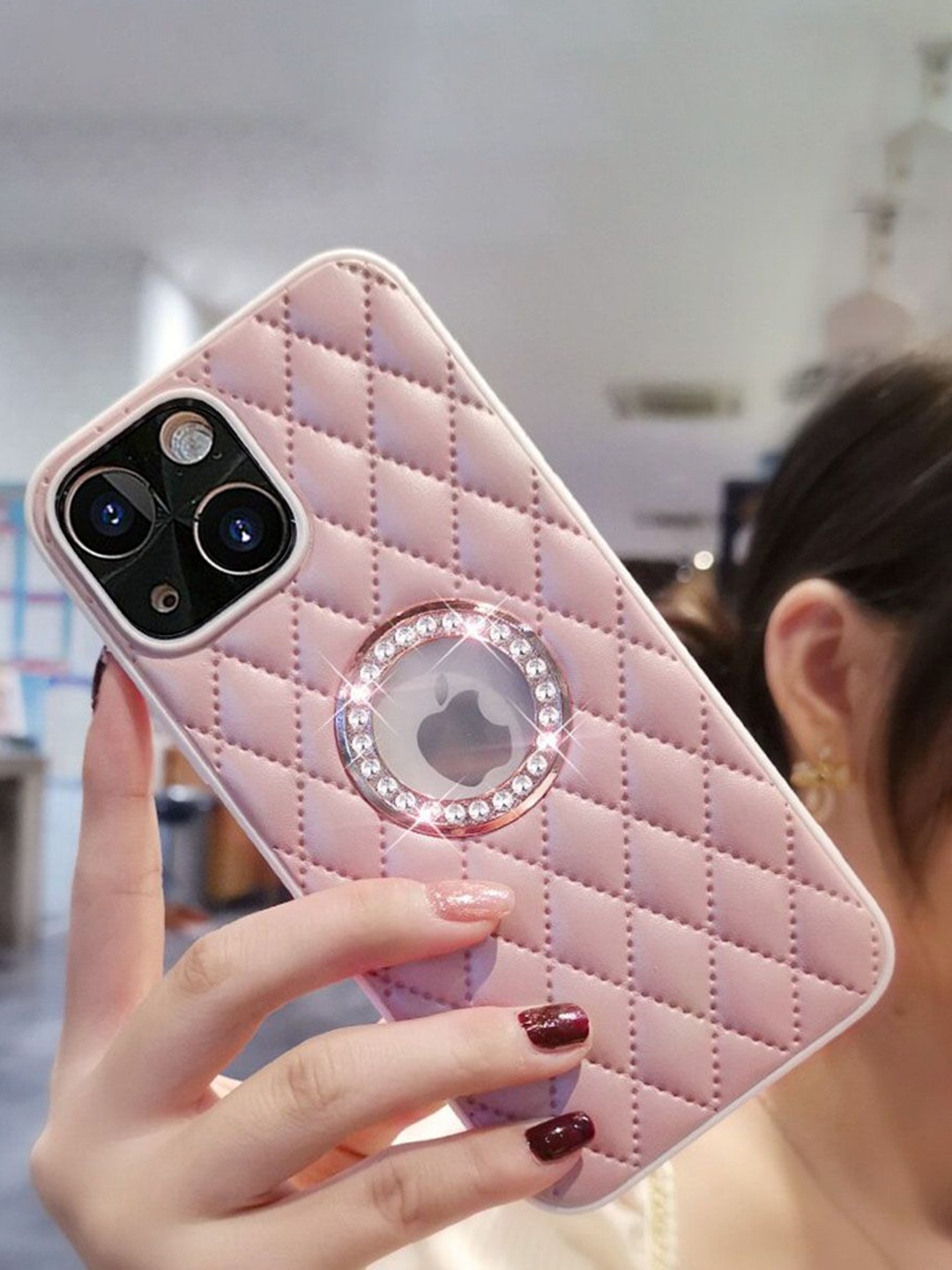 

Luxury Kase Solid Printed iPhone 14 Back Case Mobile Accessories, Pink
