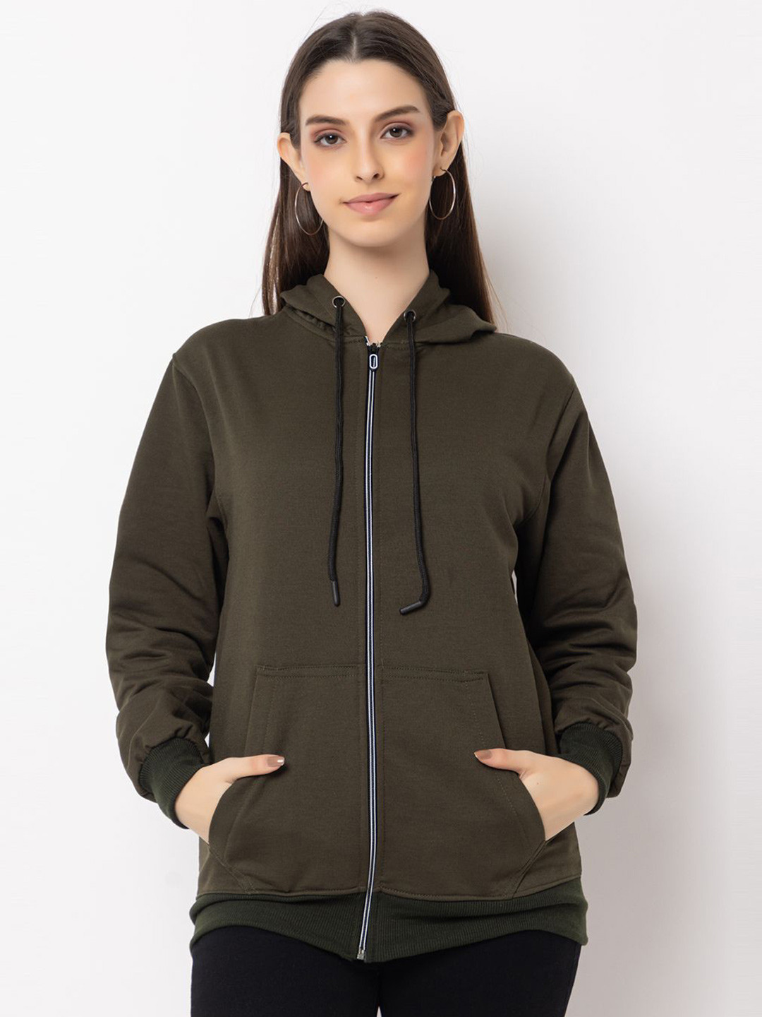

Deefab Women Hooded Sweatshirt, Olive