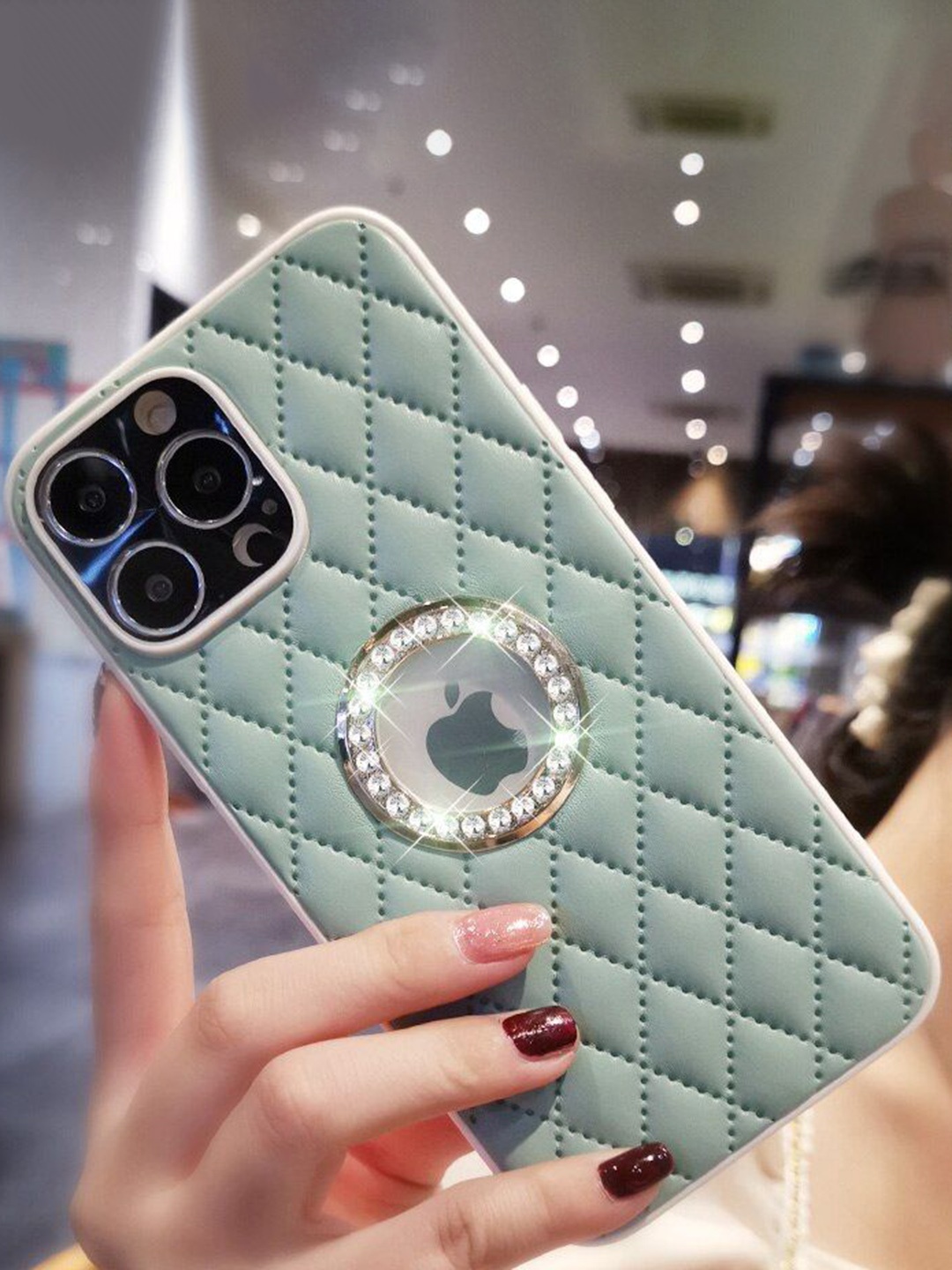 

Luxury Kase Abstract Printed iPhone 15 Pro Back Case Mobile Accessories, Green