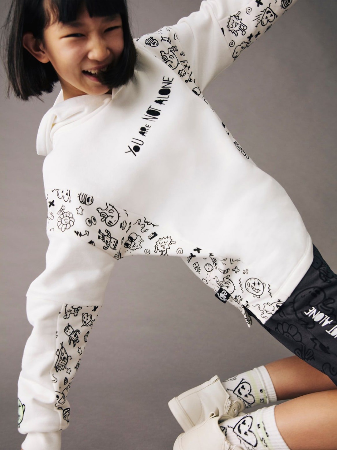 

Marks & Spencer Kids Graphic Printed Hooded Pullover Sweatshirt, White