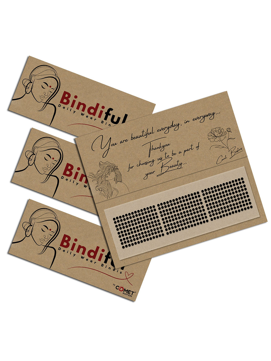 

Comet Busters Set Of 3 Bindiful Beautiful Traditional Designer Bindi - Black