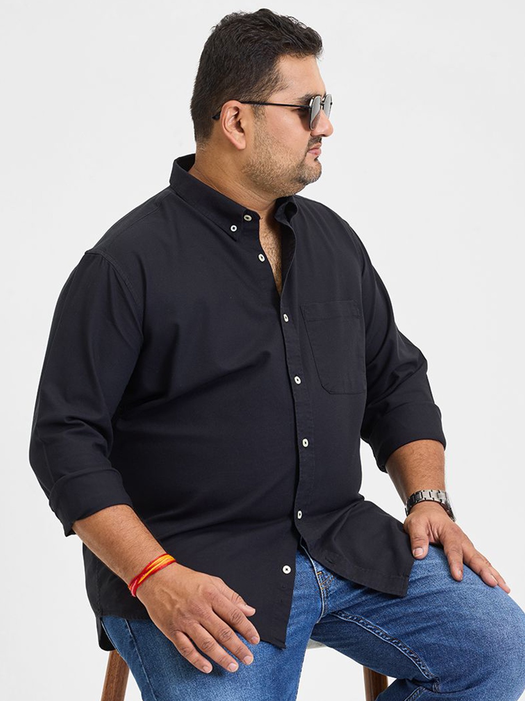 

Snitch Men Classic Opaque Casual Shirt, Black