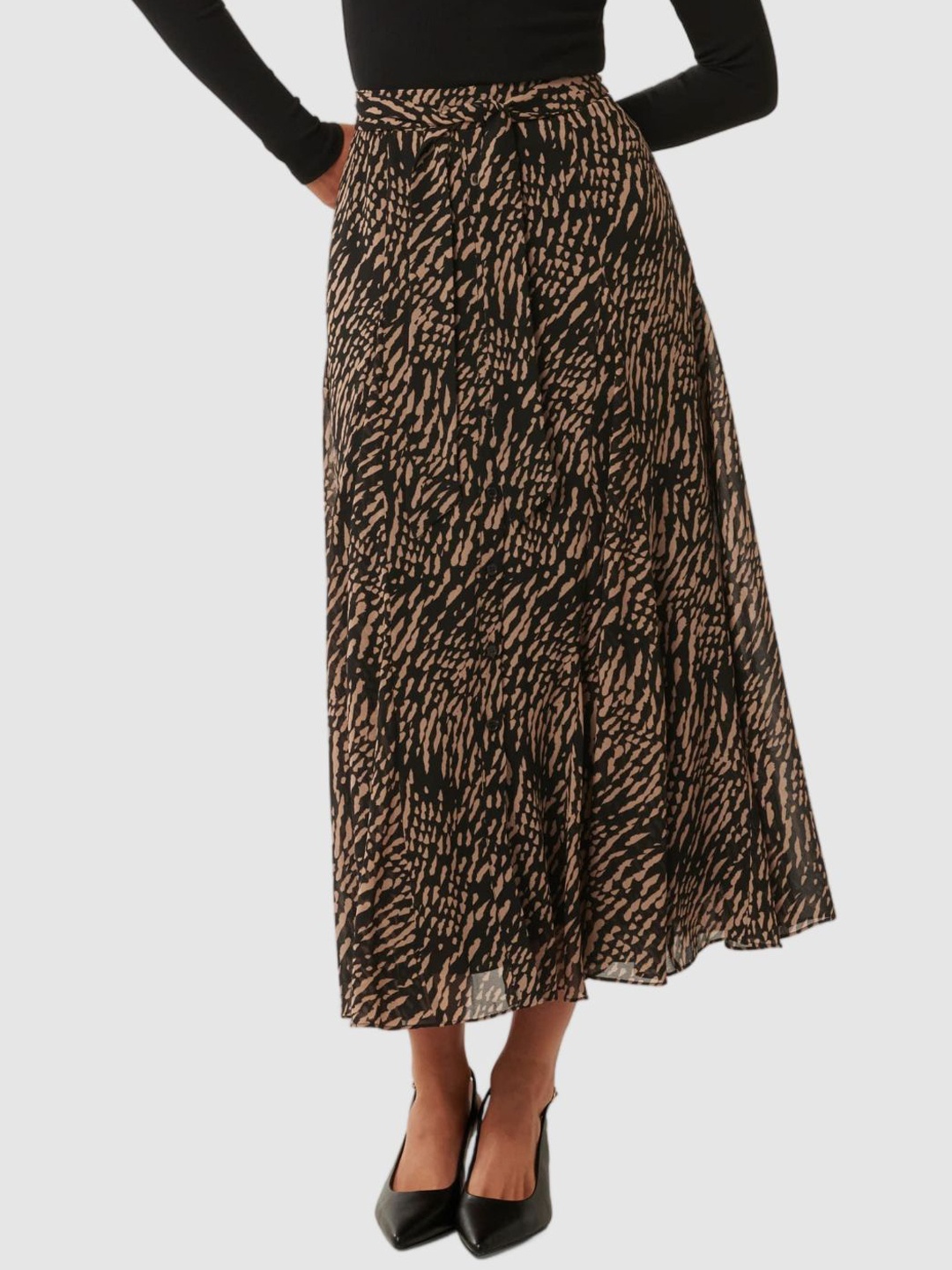 

Forever New Women Printed Straight Midi Skirt, Black