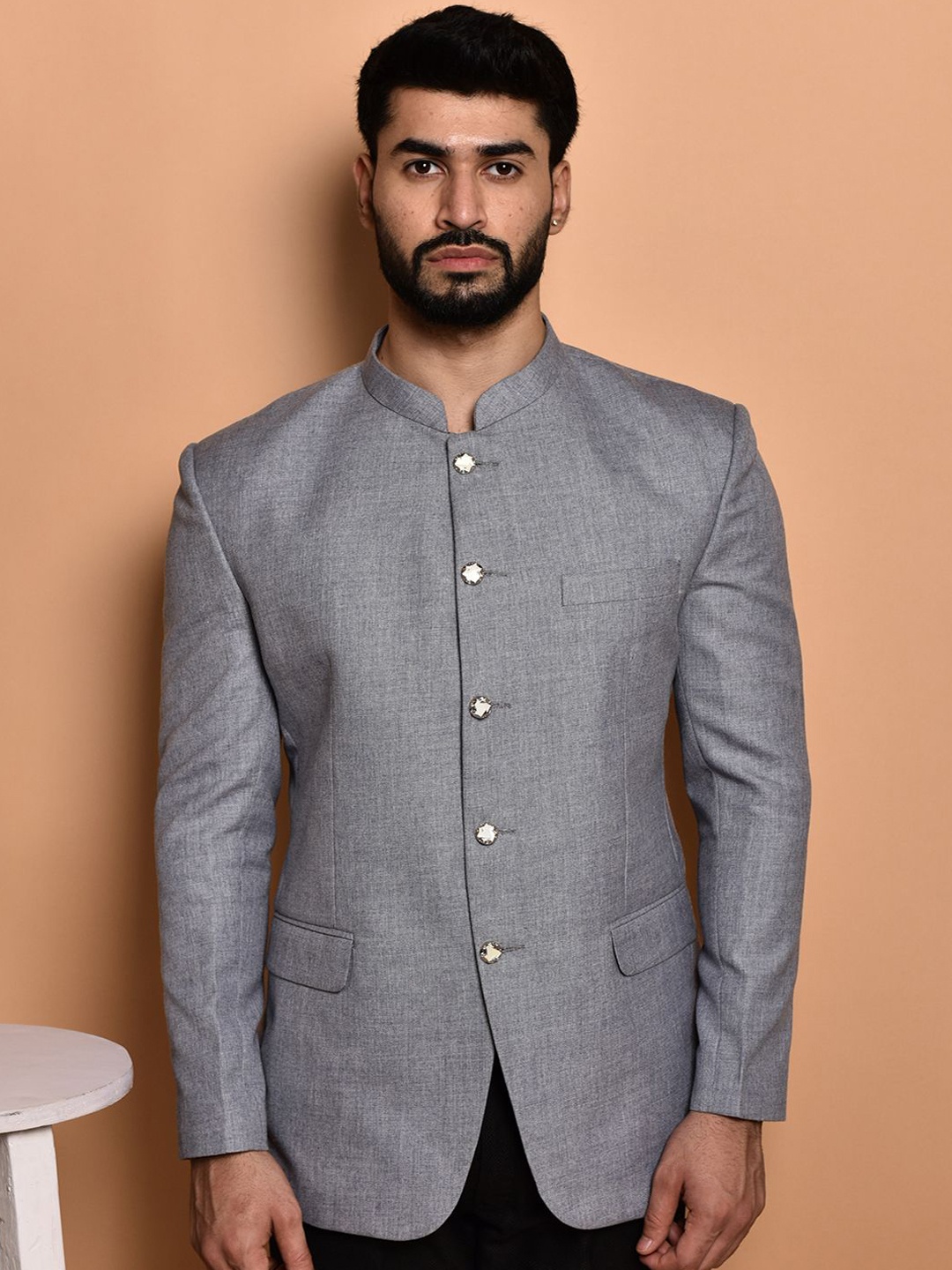 

PRINTINDIA Slim-Fit Single Breasted Blazer, Grey