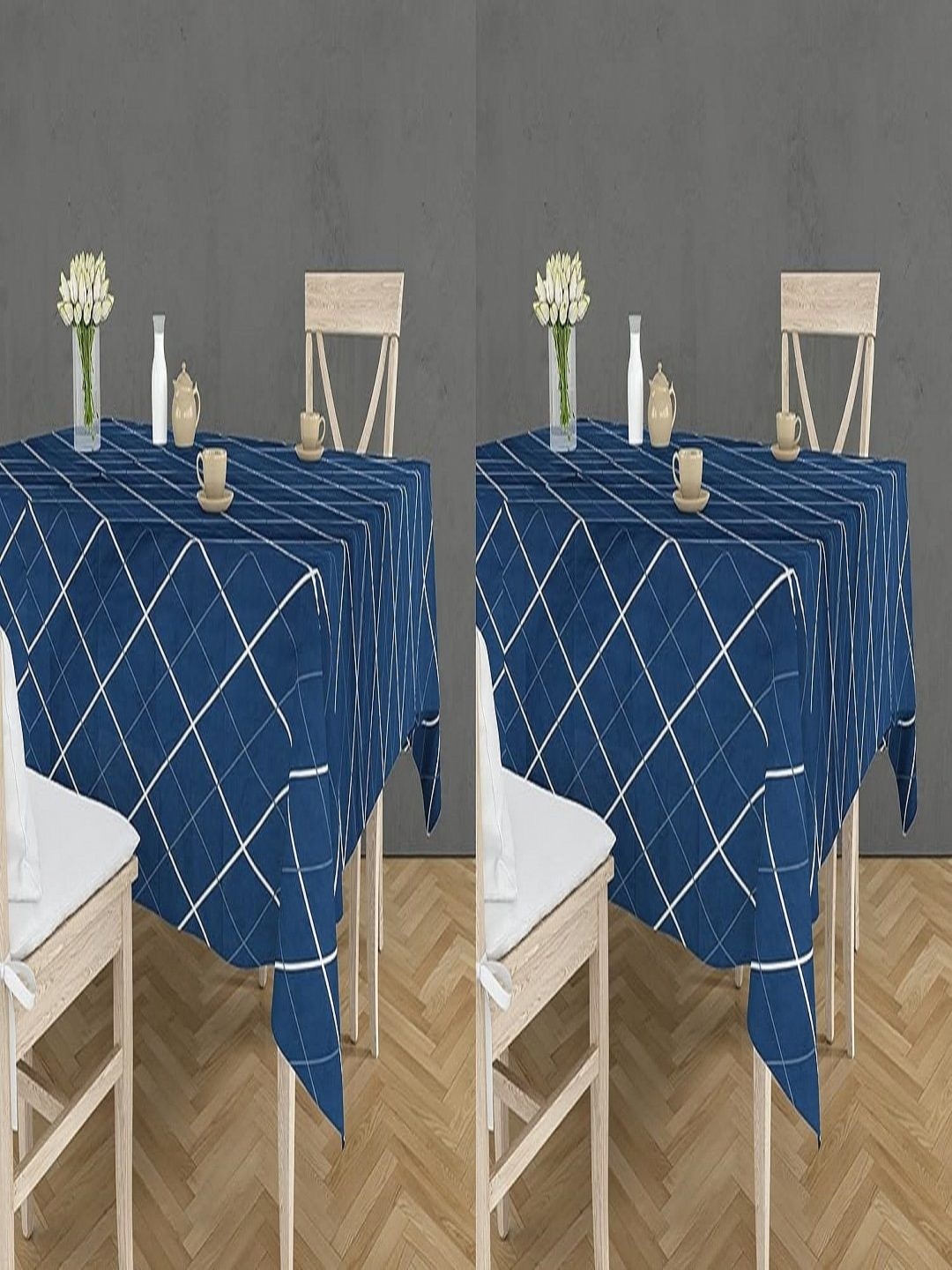 

Aura Blue Floral Anti-Slip 4-Seater Table Cover