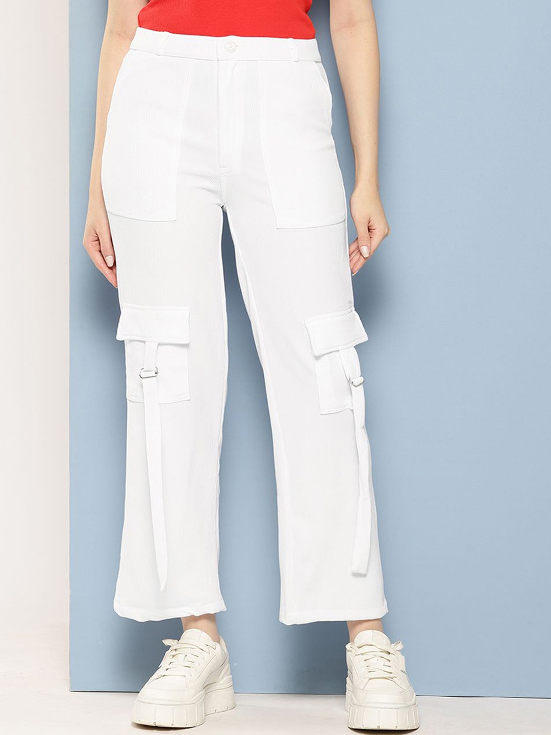 

The Roadster Lifestyle Co Women High-Rise Straight-Fit Cargo, White