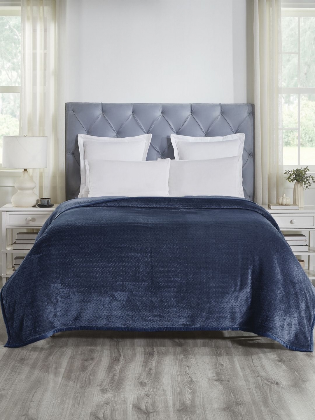 

MYTRIDENT Navy Blue Double Bed Blanket