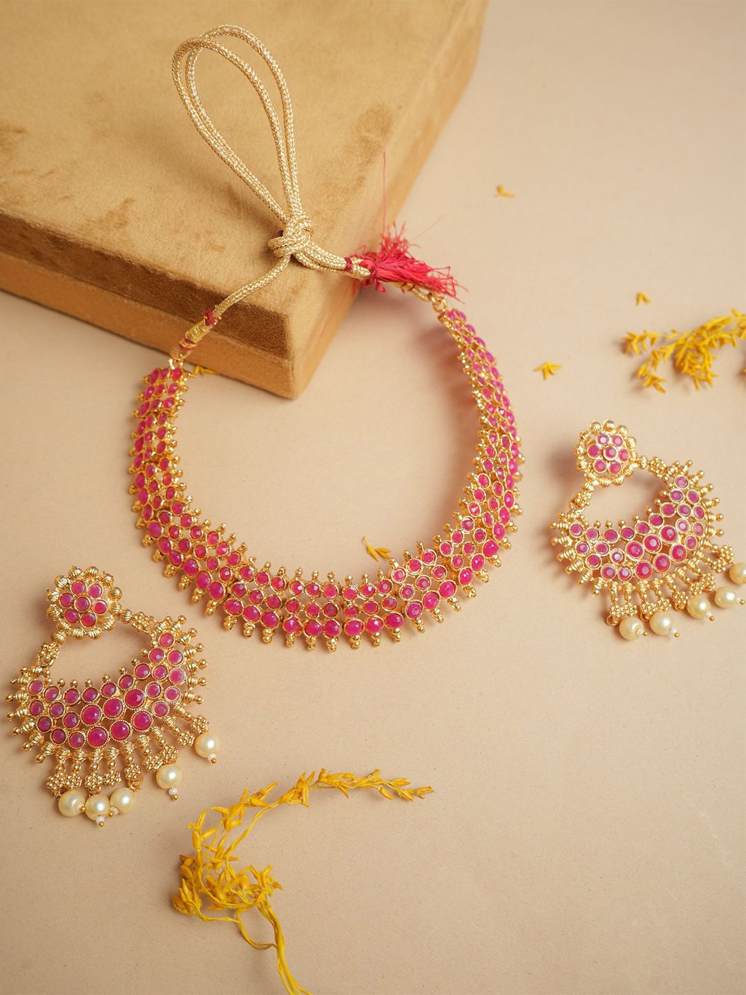 

VIRAASI Gold-Plated Stone-Studded Jewellery Set