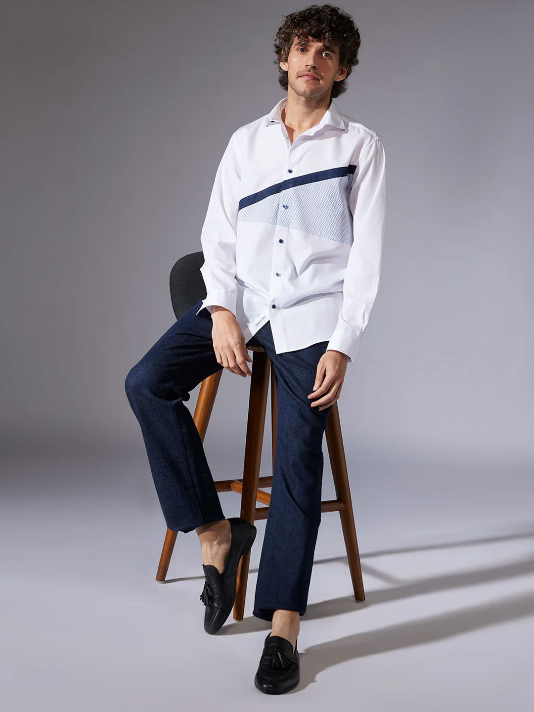 

Bombay Shirt Company Men Custom Tailored Fit Opaque Casual Shirts, White