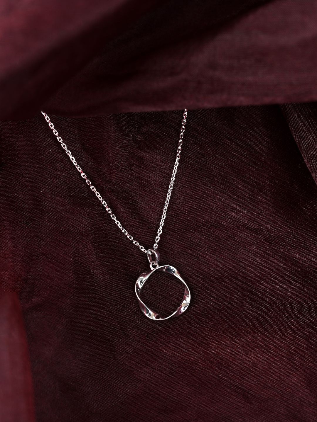 

Clara Rhodium-Plated Circular Pendants with Chains, Silver