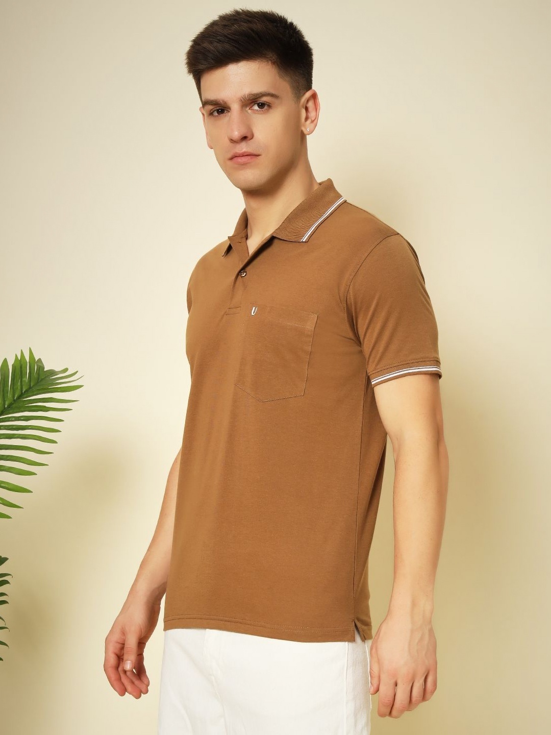

UNIBERRY Men Polo Collar T-shirt, Brown
