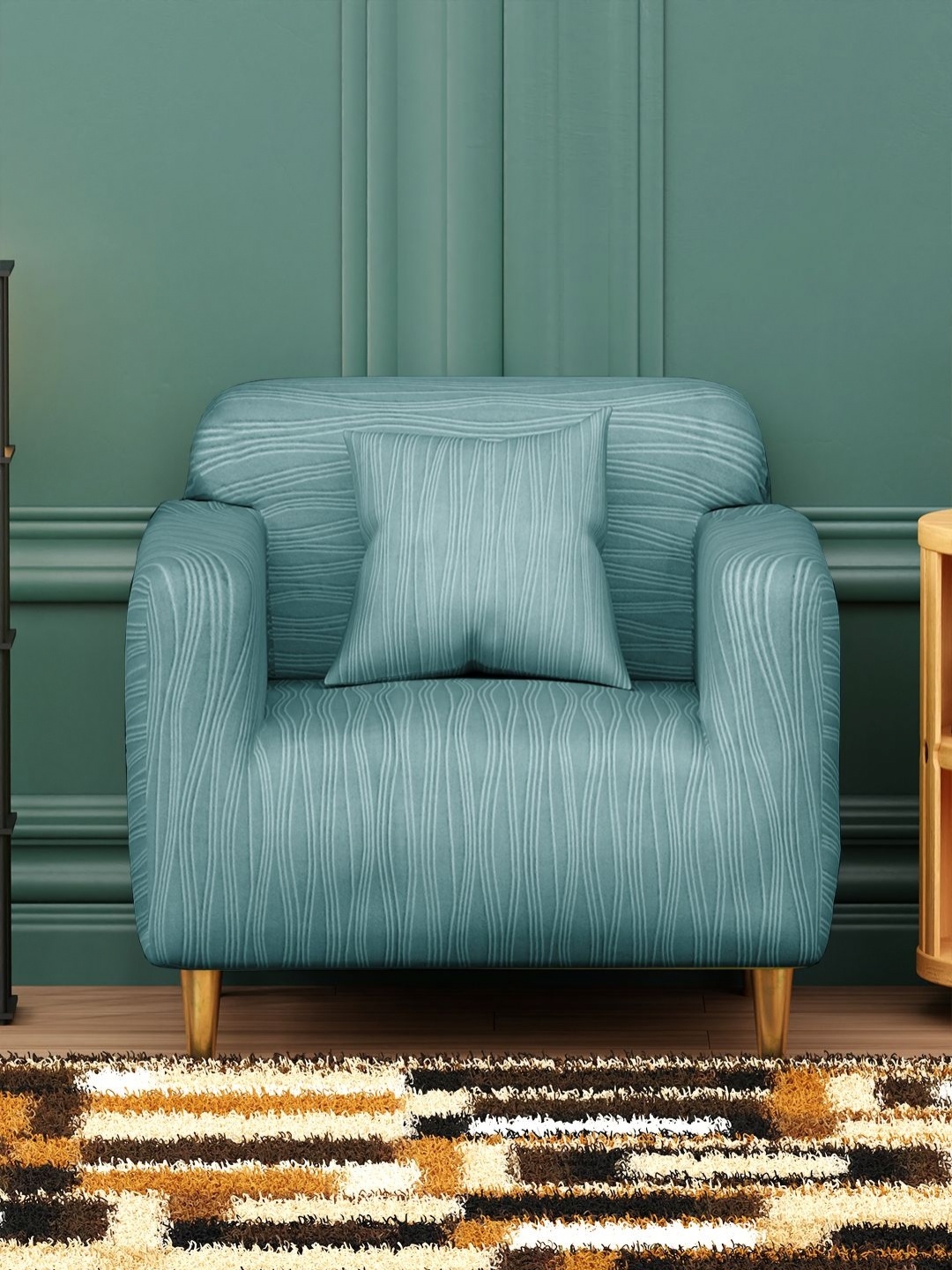 

Myntra Elegant Homes Blue Polyester 2 Piece Sofa Cover With Arms & 1 Cushion Cover