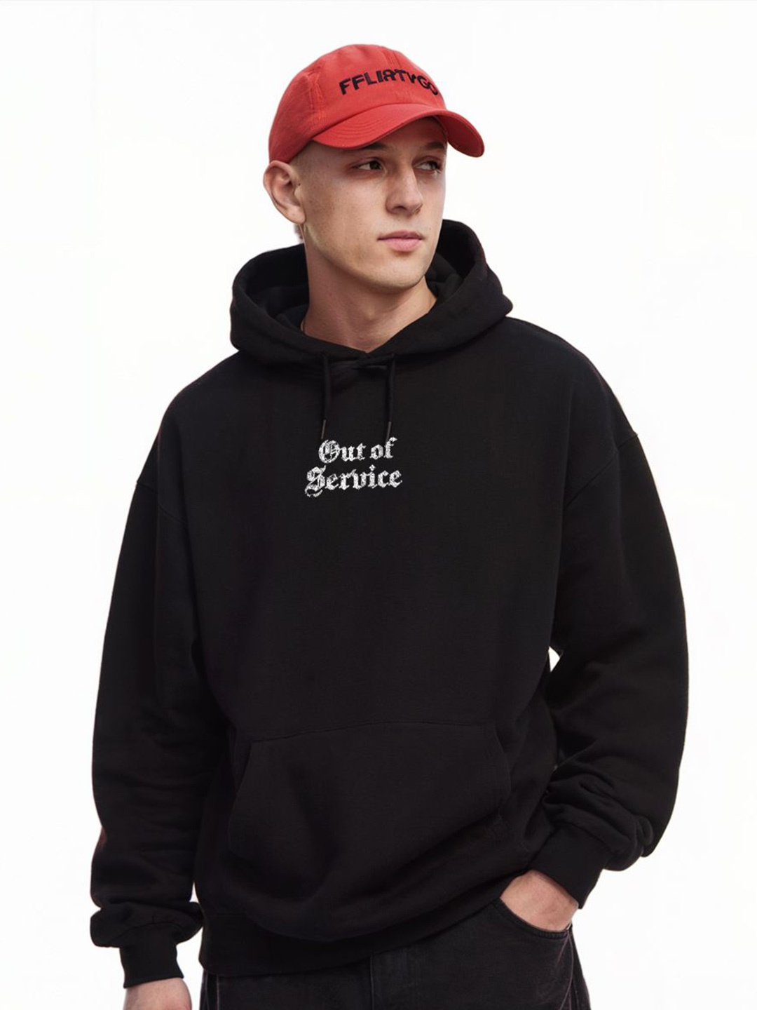 

FFLIRTYGO Men Printed Hooded Sweatshirt, Black