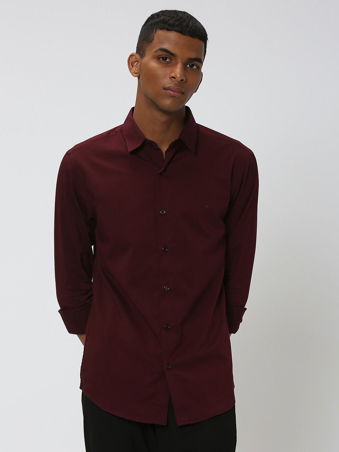 

Mufti Slim Fit Spread Collar Long Sleeve Casual Shirt, Maroon