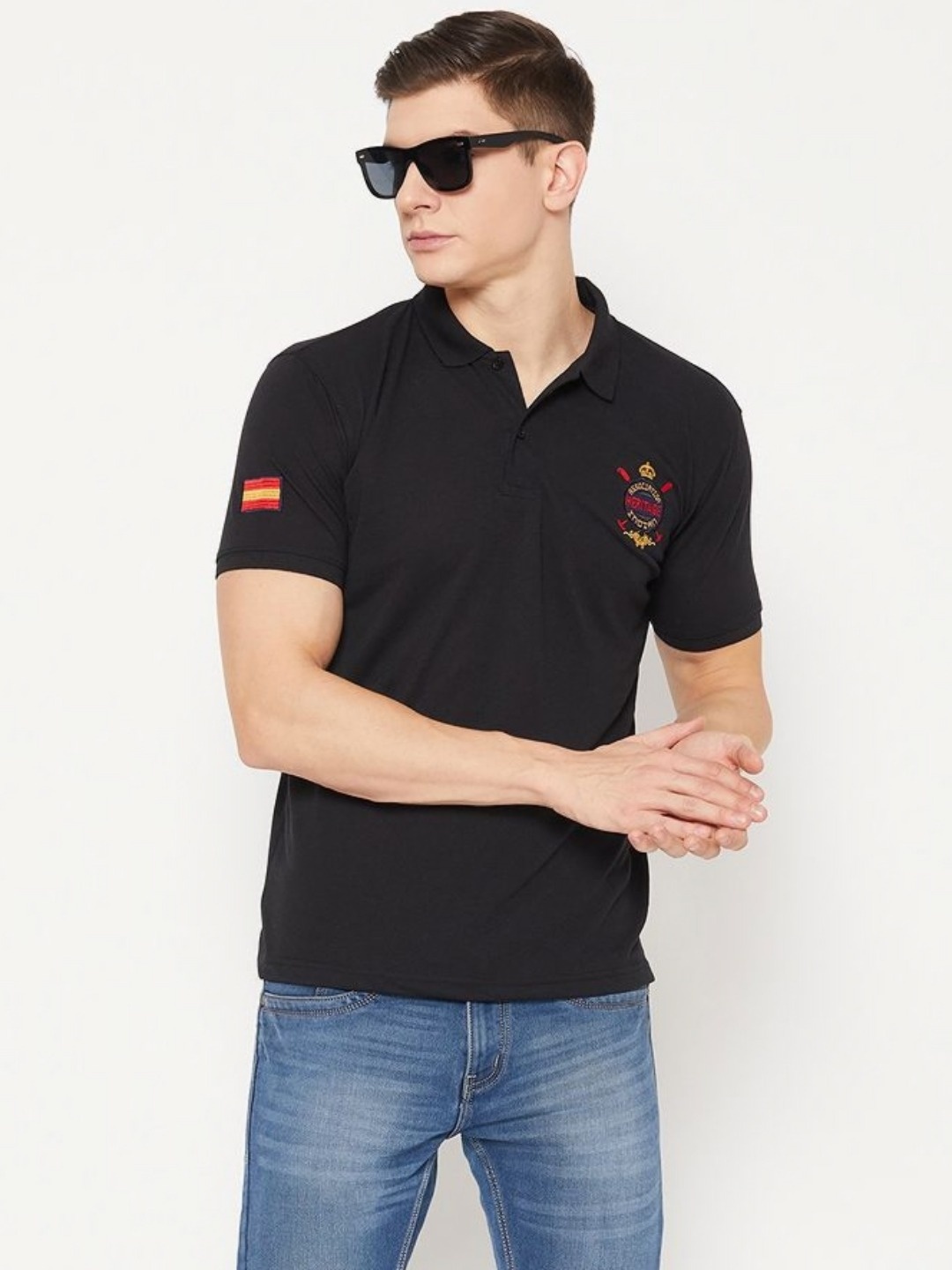 

UBX Men Polo Collar T-shirt, Black