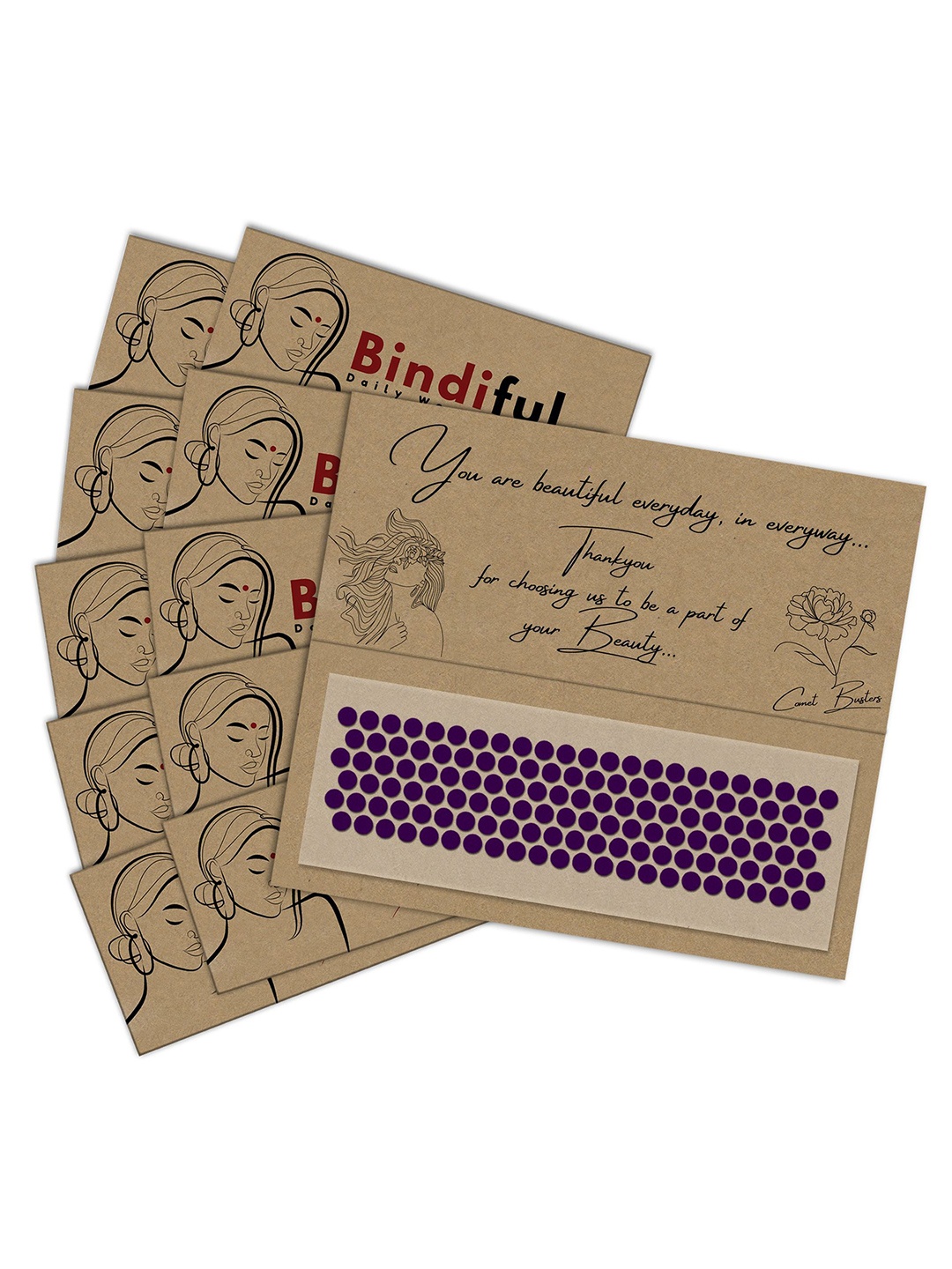 

Comet Busters Bindiful Set Of 10 Traditional Bindis - Purple