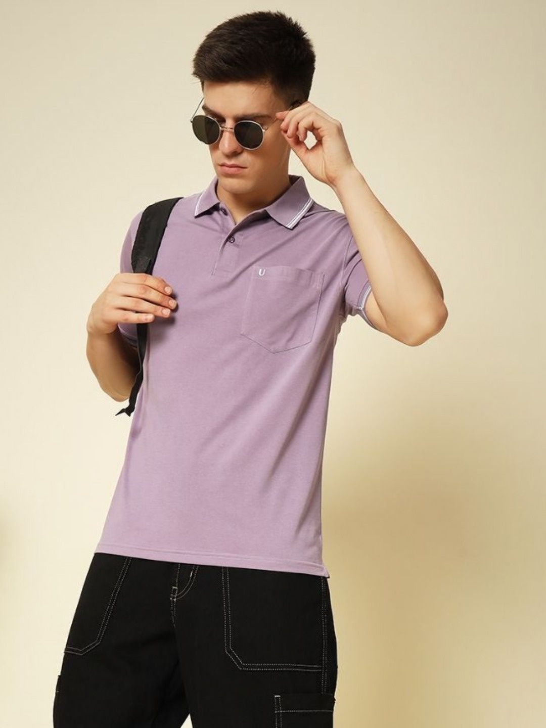 

UNIBERRY Men Polo Collar T-shirt, Lavender