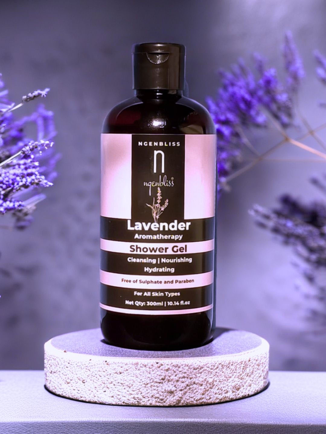 

NGENBLISS Lavender Aromatherapy Shower Gel For Nourishing - 300 ml, Transparent