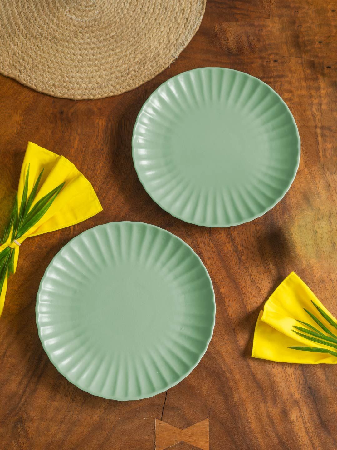 

10club Scallop Ceramic Dinner Plate - Pista, Green