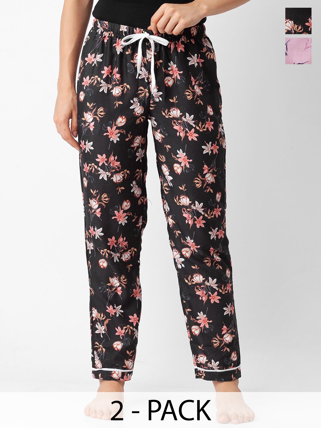 

FashionRack Women Pack Of 2 Printed Lounge Pants, Black