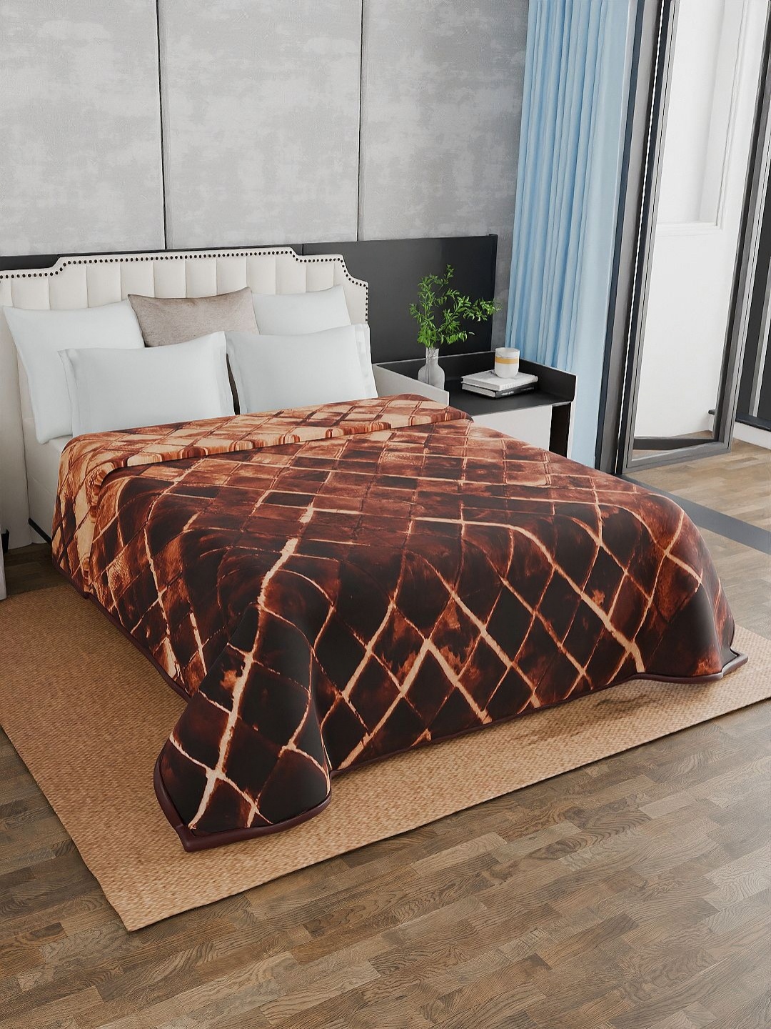 

Nivasam Brown & Beige Mink Heavy Winter Double Bed Blanket