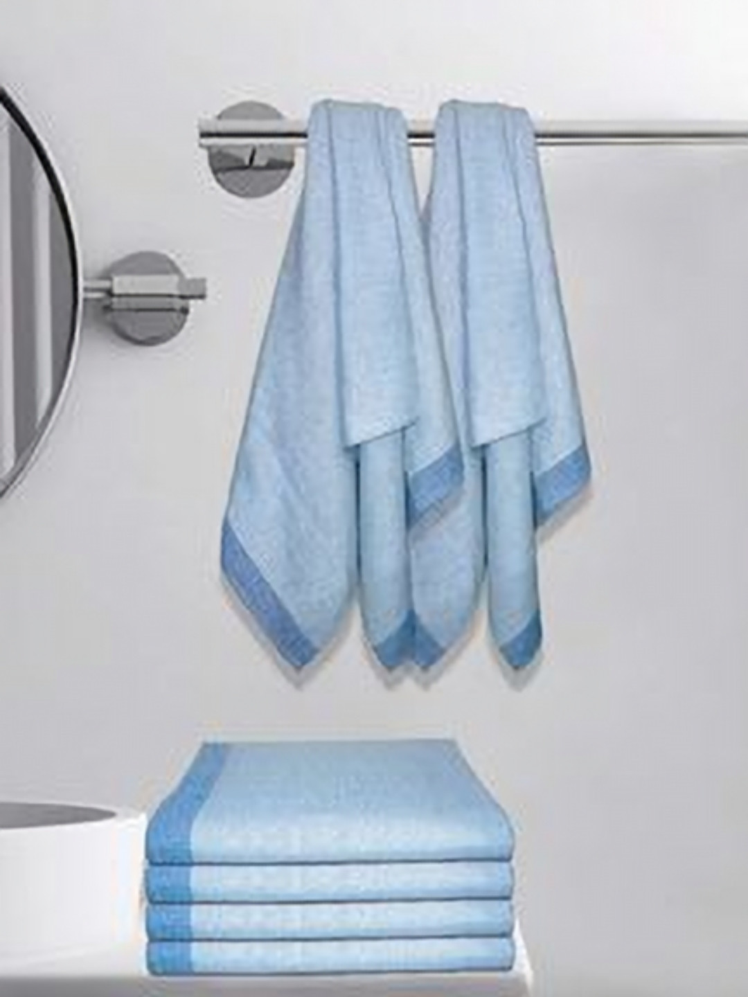 

Athom Living Blue & White 5 Cotton 210 GSM Bath Towel