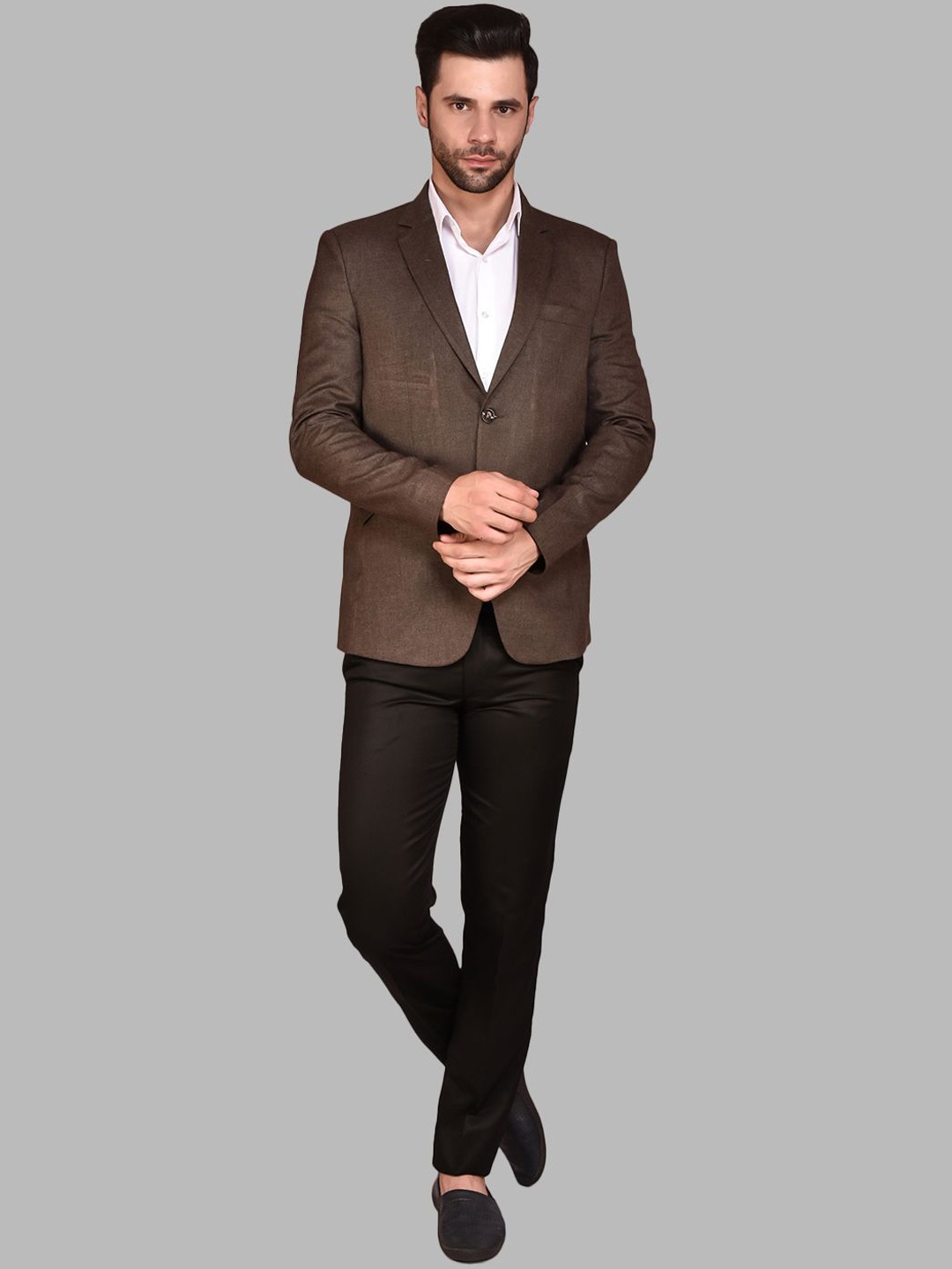 

BOWLIFESTYLE Men Single-Breasted Blazer, Brown