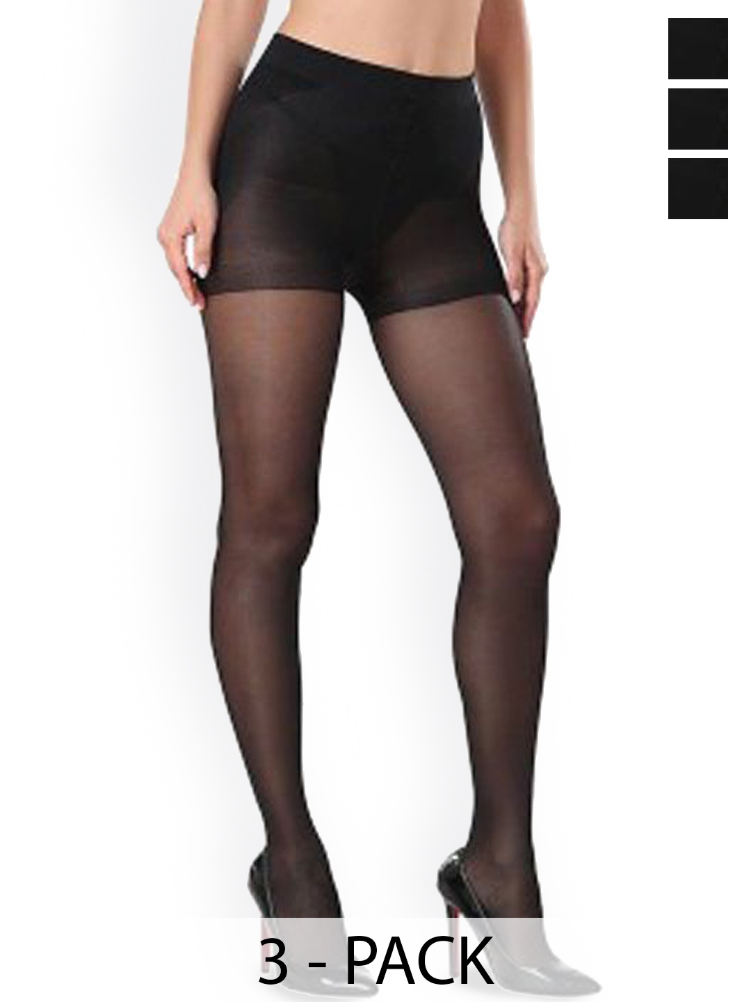 

Xivir Pack Of 3 Thigh-High Sheered Tights Stockings, Black