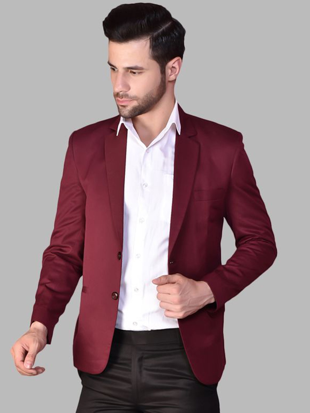 

PRINTINDIA Notched Lapel Single-Breasted Blazer, Brown
