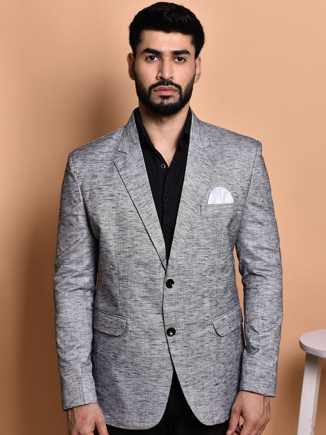 

PRINTINDIA Slim-Fit Single Breasted Blazer, Grey