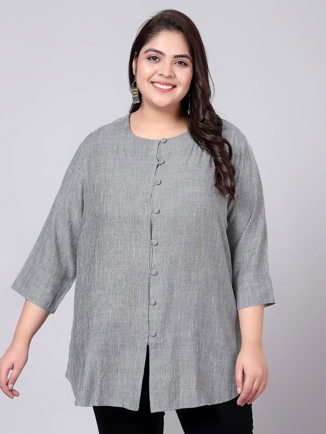 

Indietoga Cotton Longline Top, Grey