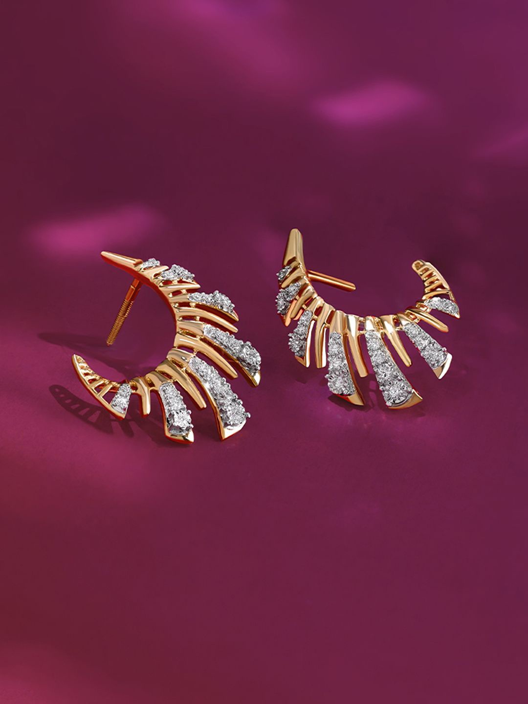

Mia by Tanishq Women 14KT Laser Glam Gold & Diamond Stud Earrings - 5.098 gm