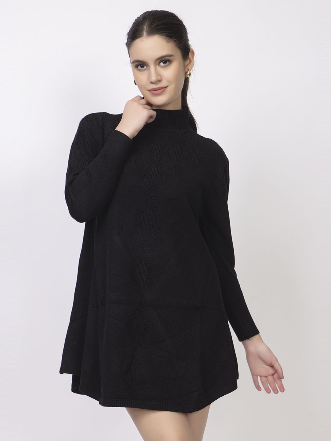

Lory Women Woollen Self Design Bodycon Dress, Black